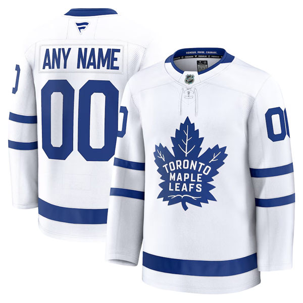 Men's Youth Toronto Maple Leafs Custom Fanatics Away White Jersey